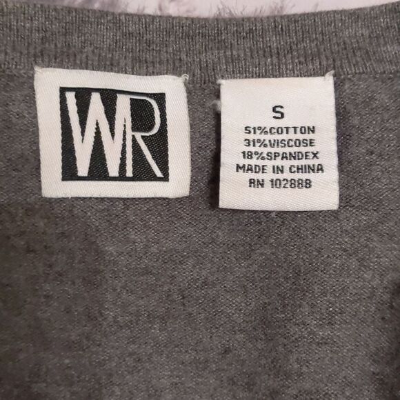 Cardigan Grey Heather Sweater Ruffle Stretchy Size S - Picture 9 of 10